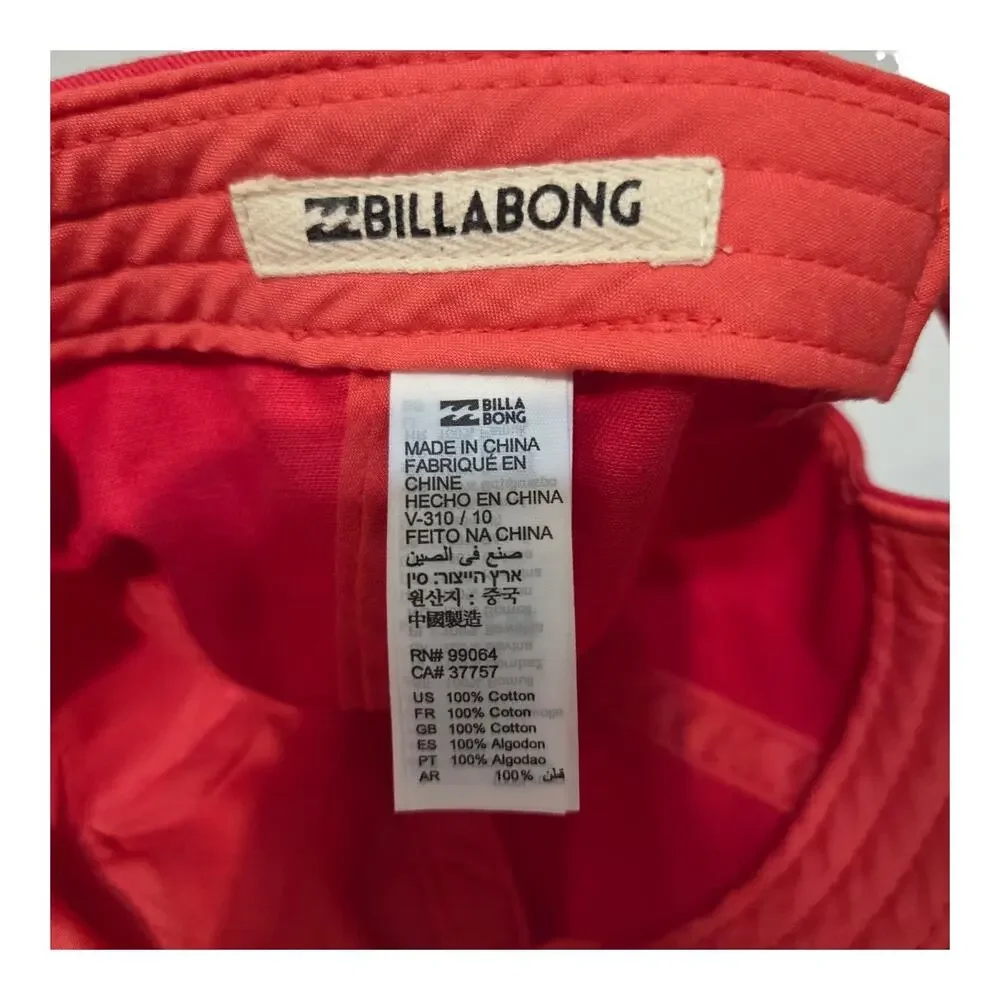 Billabong Surf Club Distressed Womens Strapback Cap Adjustable Cotton Hat Red